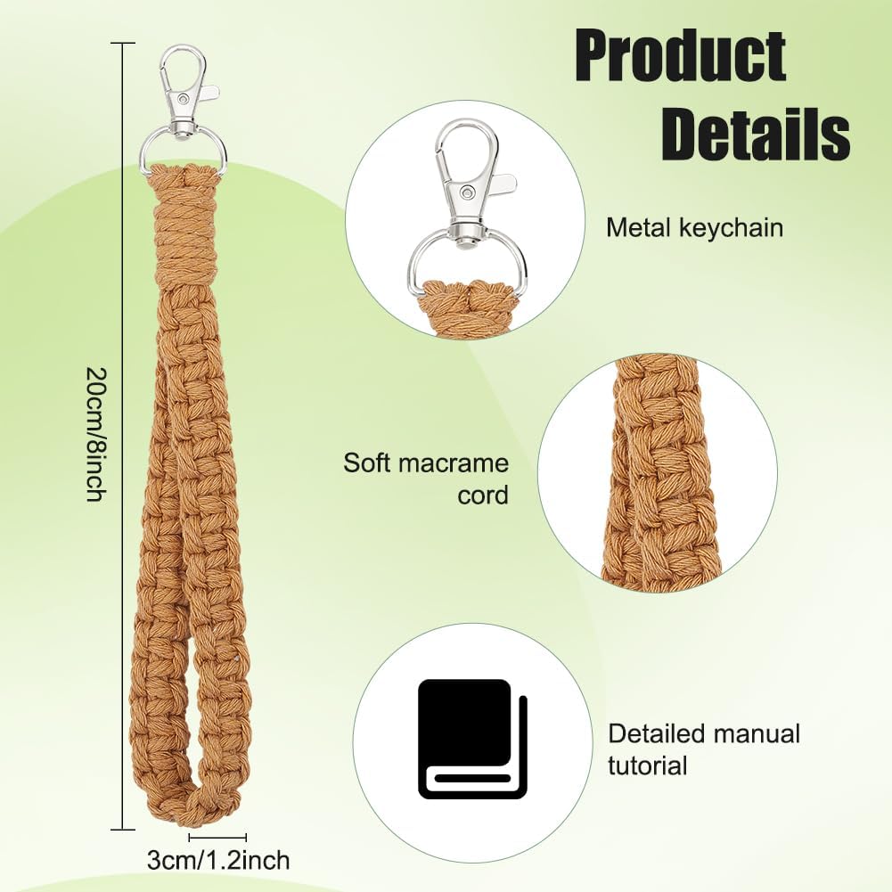 INFUNLY 5 Set Colorful Macrame Cord Knotting Kits for Adults DIY Macrame Wristlet Keychain Kits Macrame Handcraft Boho Mini Tassel Keychain Bracelet for Car Key Purse Phone Gift with Instruction - Image 3