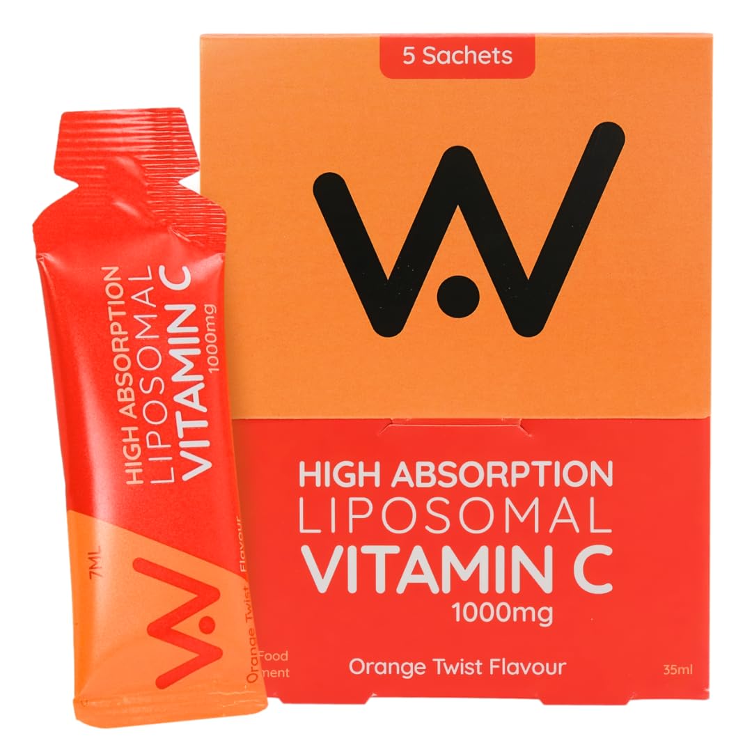 Liposomal Vitamin C 1000mg Sachets - High Strength Liquid Liposomal Vitamin C Supplement - Supports Immunity, Skin, Brain, Joints, Energy - Vegan, Orange Twist (5 Sachets)
