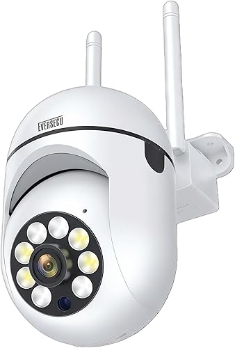 EVERSECU Cámara de seguridad PTZ WiFi para exteriores 1080P, WiFi 5G, seguimiento de movimiento, audio de 2 vías, visión nocturna con foco, funciona