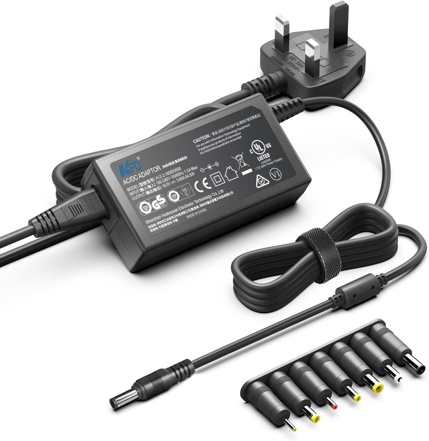 Universal 18V Switching Power Supply Adapter DC Connector 5.5*5.5mm with 7 Tips for Brady BMP50 BMP51 BMP53 BMP41 BMP61 BMP71 Label Printer, Altec Lansing RockBox XL, Superstar Monster Blaster Charger