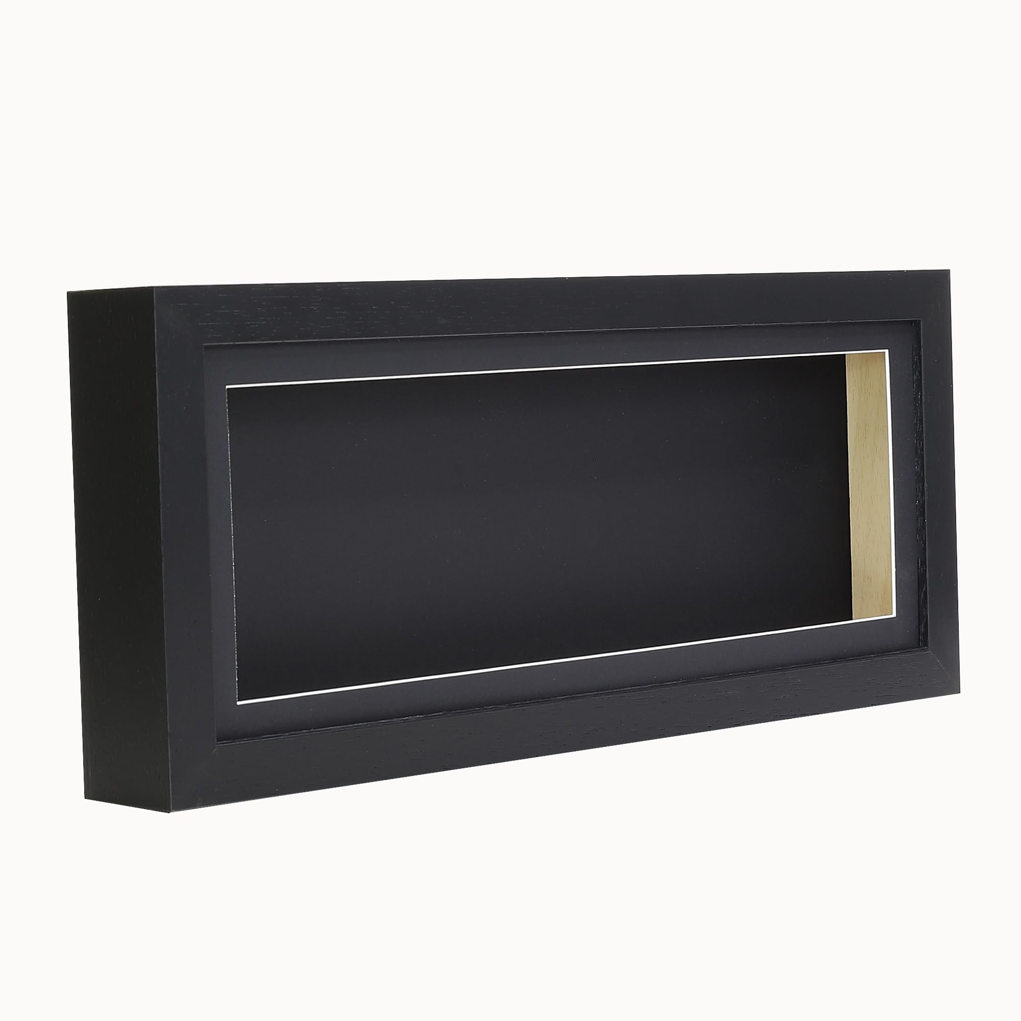 16x6 1.5 Inch (4cm) Extra Deep Wood 3D Deep Box Picture Frame Display Memory Box With Black Mount For Medals Memorabilia Flowers etc
