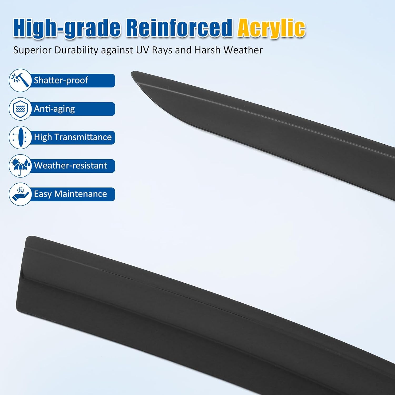 FREEMOTOR802 Low-Profile Window Deflectors Fits 2022-2025 Acura MDX | Tape-on Mount Rain Guards Side Window Visors Wind Deflectors Dark Tinted Acrylic 4-Piece