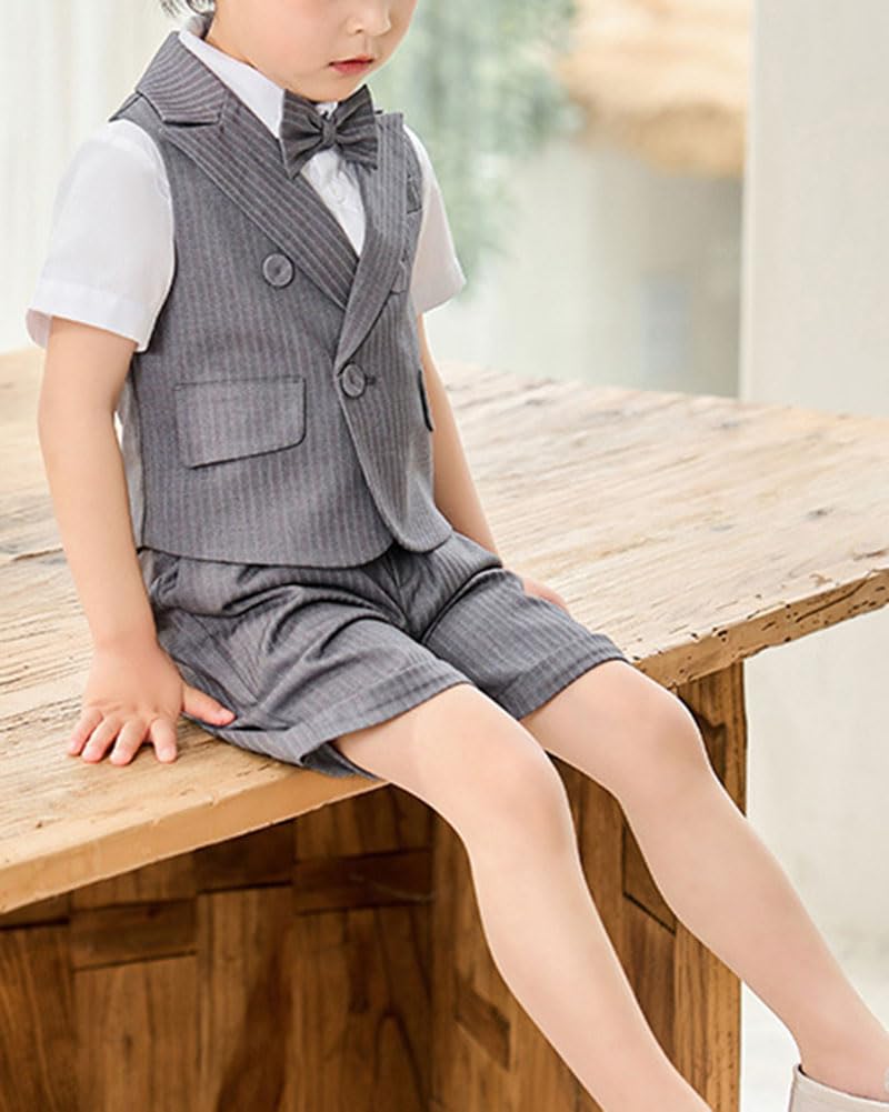 Niños Traje de Chaleco Boda Bautizo Bautismo Traje Fiesta de Cumpleaños por la Noche con Pantalones de Pajarita Chaleco Traje de Bautizo Ropa Formal para Ceremonia