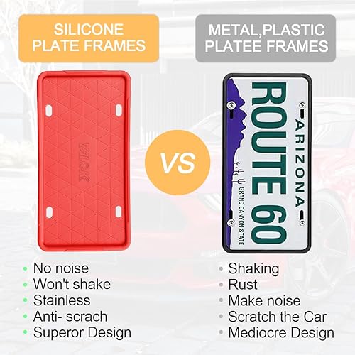 Miniatura 5 de YALOK Marco de matrícula de silicona con agujeros de drenaje, soporte universal para matrícula de coche de EE. UU. Accesorios para coche a prueba de