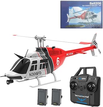 C138 Remote Control Helicopter for Adults, 133 Scale Bell206 Helicopter 2.4G 4CH RTF Single Propeller Aileron Free, Six-axis Gyroscope, Modular Battery, One-Touch Function 2 Batteries
