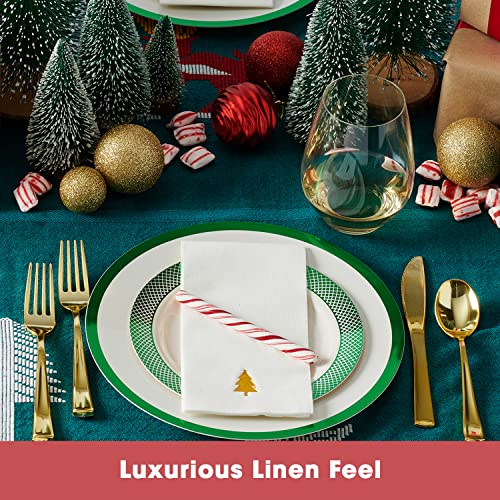 By Madee: 50 Pack Christmas Napkins Disposable | Disposable Hand Towels for Bathroom | Linen Like Elegant Holiday Napkins (Gold) - Thumbnail 3