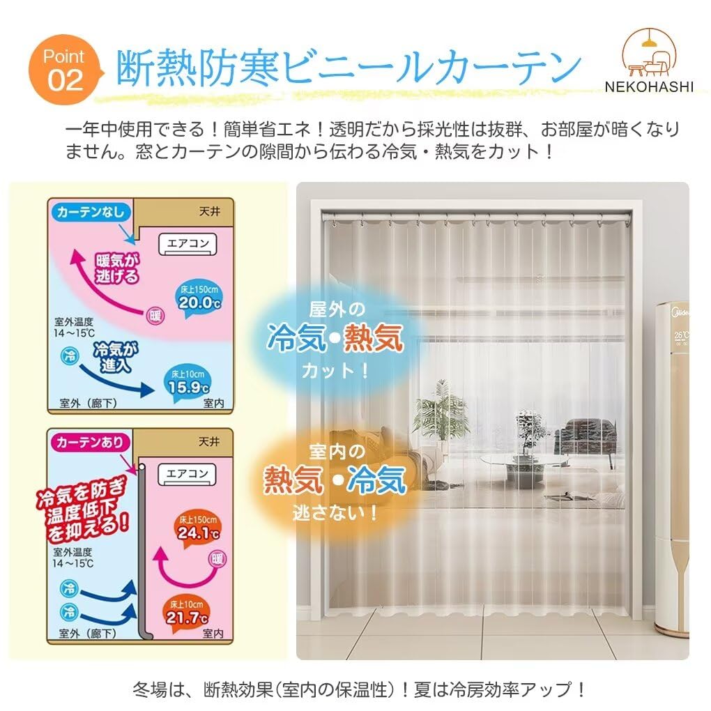 ○150×230 カーテン 紫外線対策 断熱 防寒 省エネ 遮光 部屋仕切り waku-mart_111-y2