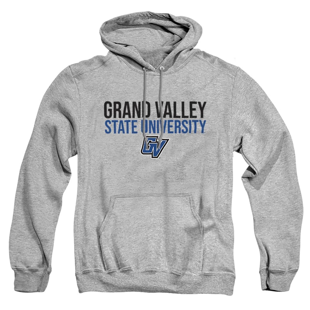GVSU Grand Valley State University Official Stacked Unisex Adult Pull-Over Hoodie,Athletic Heather, 3X-Large