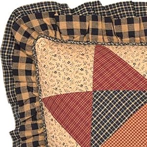 VHC Brands Maisie Patchwork Pillow 18x18 Country Bedding Accessory, Barn Red VHC Brands Maisie Patchwork Pillow 18×18 Country Bedding Accessory Barn Red