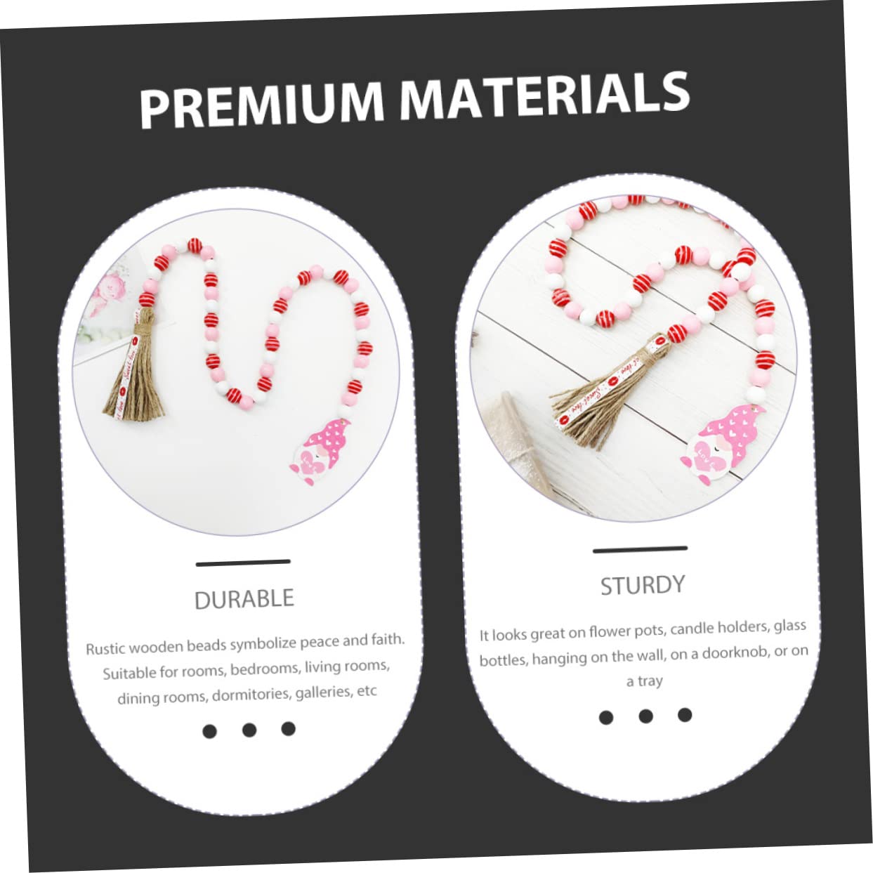 Alipis 5 Stück Schnur Garn Quaste Perlen Multi Hochzeitsbanner Valentinstag-Banner Webstuhl Armband rustikale khimar Hijab frantzen hängende Perlendekoration aus Holzperlen Hanfseil