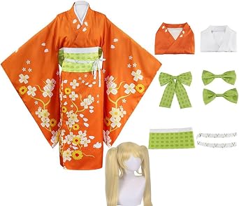 Hiyoko Saionji Cosplay Costumes Kimono Outfit Halloween Party Dress with Wig