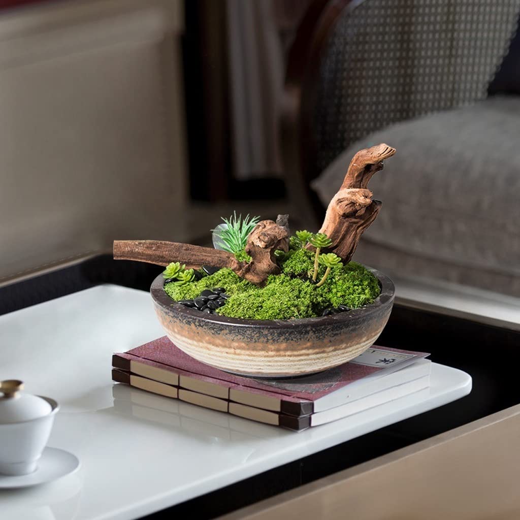 Bonsaï Artificiel Artificielle Vert Plante Bonsaï Simulation Arbre Potoudin Cadeau Salle de thé Porche Hall Desktop Ornements Bureau 8,6 Pouces Faux Arbre D'intérieur
