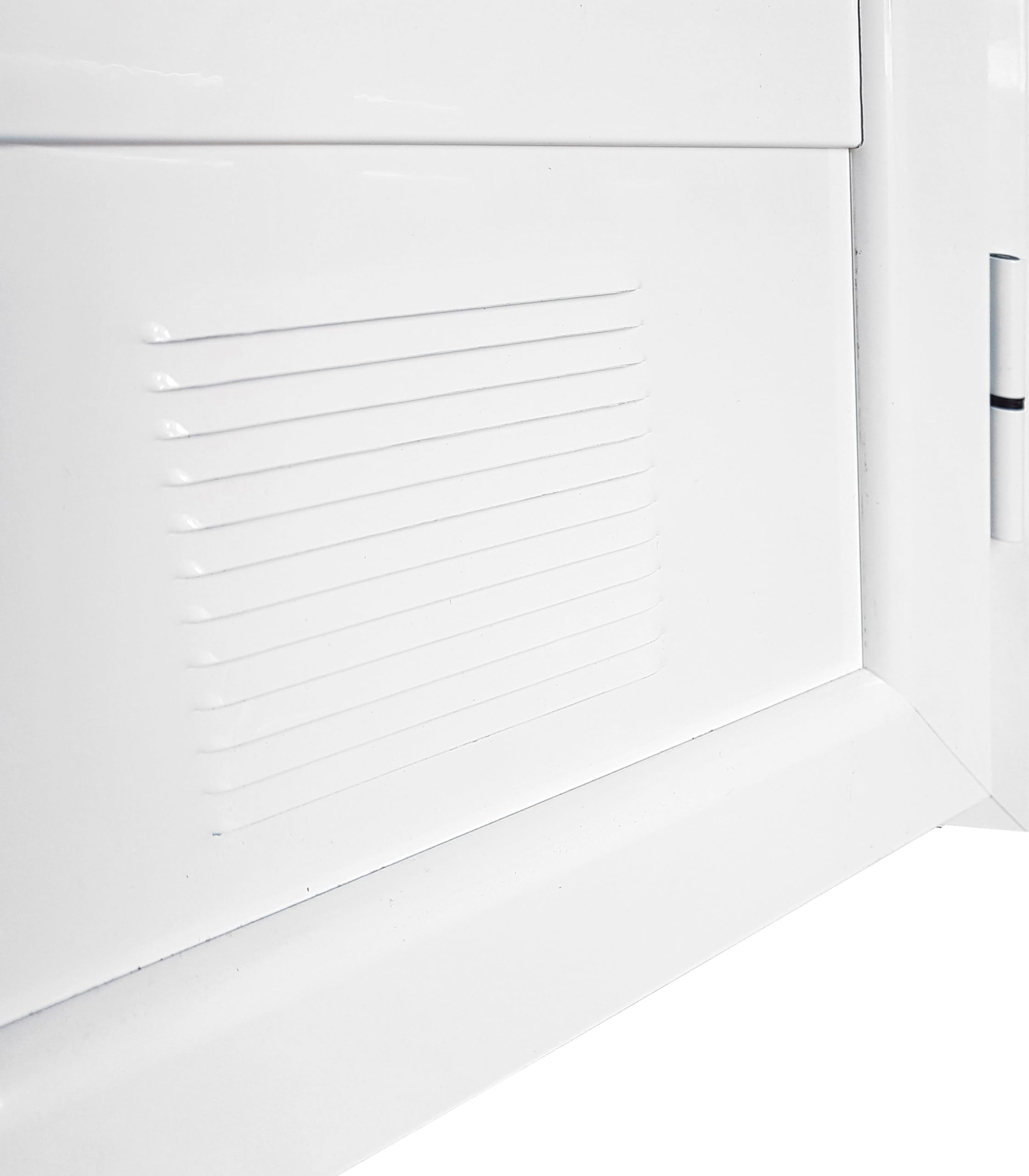 Ventanastock Puerta Balconera Aluminio 800x2000 Practicable Derecha con Rejilla de ventilación y cristal mate Carglas 1 hoja
