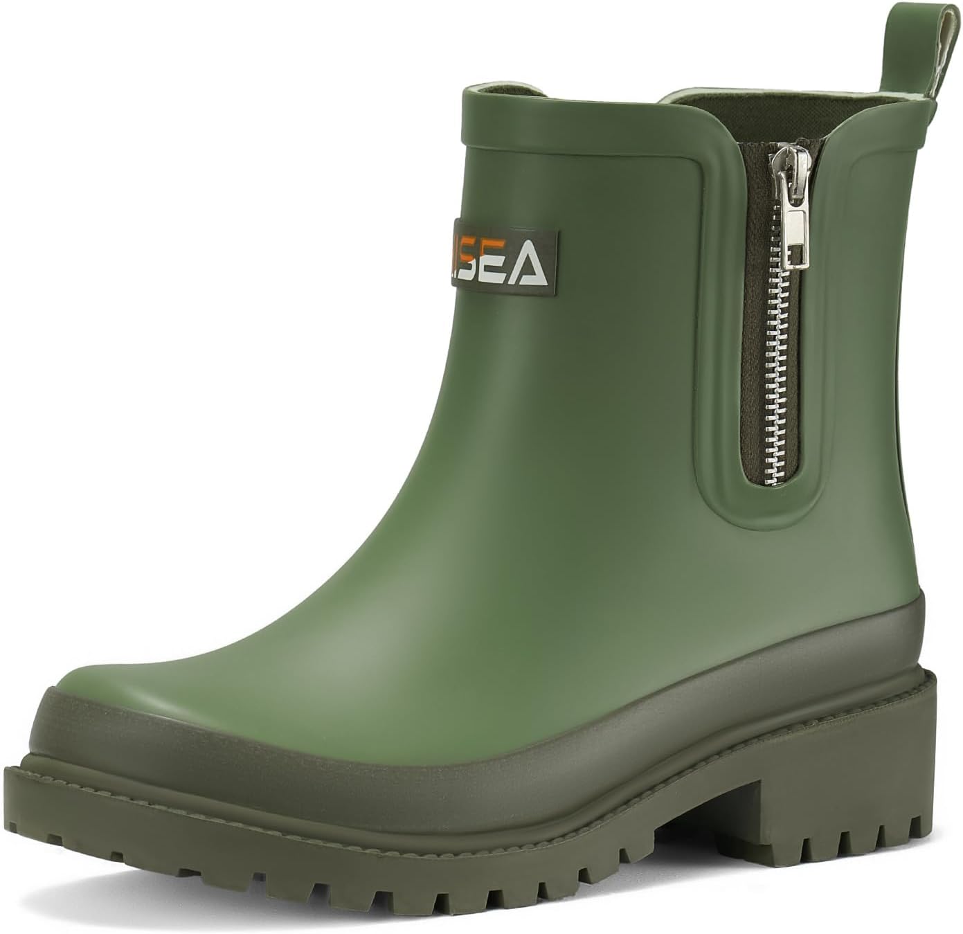HISEA Short Rain Boots for Women with Zipper Waterproof Chelsea Boots Rubber Garden Shoes for Ladies Fashion
