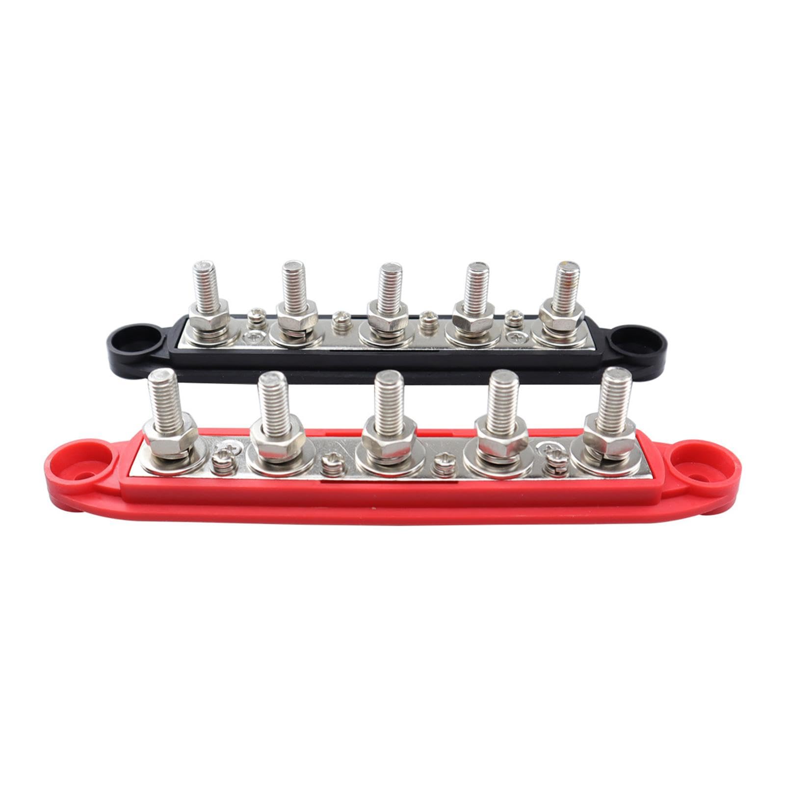 Générique Bloc de Distribution d'alimentation Universel 300 A à 5 Broches avec Couvercle pour Voitures, Autres Véhicules, M10 Noir