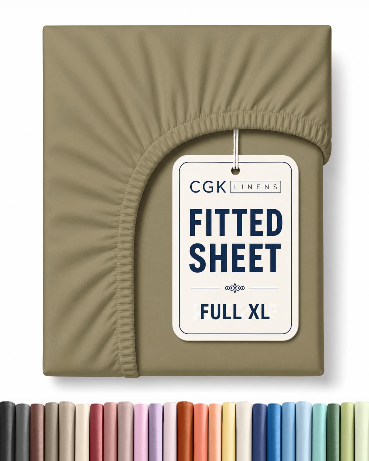 Full XL Fitted Sheet - Single Fitted Sheet Only - Deep Pockets - Khaki