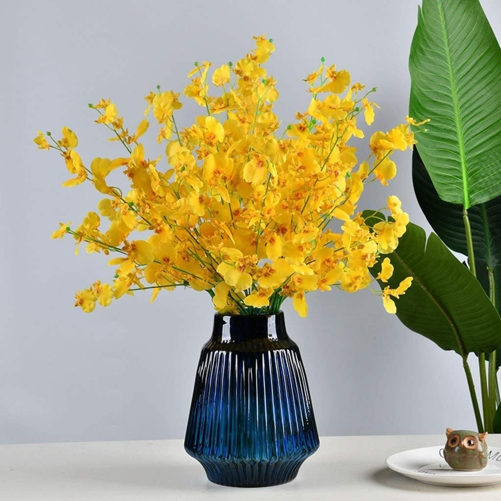 Künstliche Blumen, künstliche Phalaenopsis-Blumen, künstliches Blumenset mit Vase, künstliche Blumen für Zuhause, Tischdekoration, Hochzeit, Party, Plastikblumen, Heimdekoration