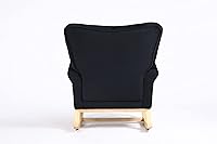 Vista 3 de Silla mecedora con respaldo de ala, cómoda silla mecedora con brazos de cojín, mecedoras tapizadas con botón acolchado para sala de estar