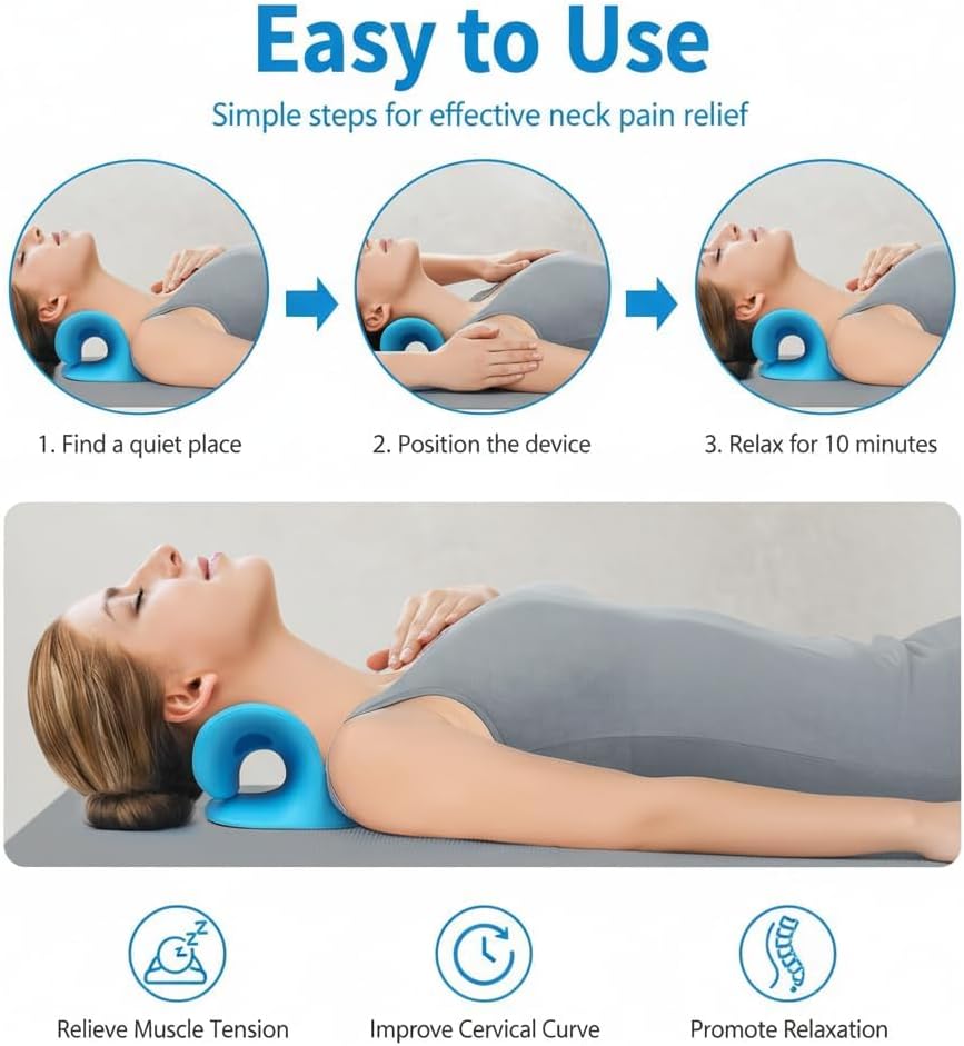 Neck and Shoulder Relaxer, Cervical Traction Device for TMJ Pain Relief and Cervical Spine Alignment, Chiropractic Pillow, Neck Stretcher