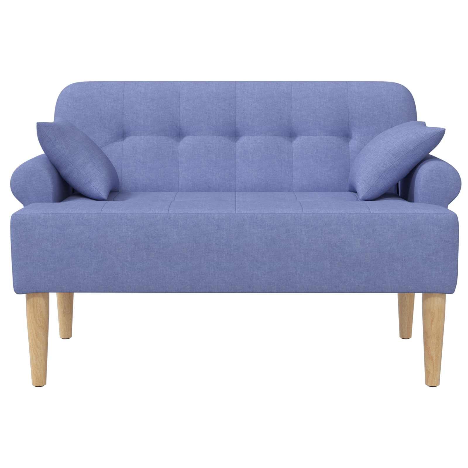 Loveseat a due posti, blu jeans con cucitura a bottoni, rivestimento in tessuto, 120 x 65 x 79 cm, imbottito, stabile struttura in legno, ideale per soggiorno, camera da letto, salvaspazio e