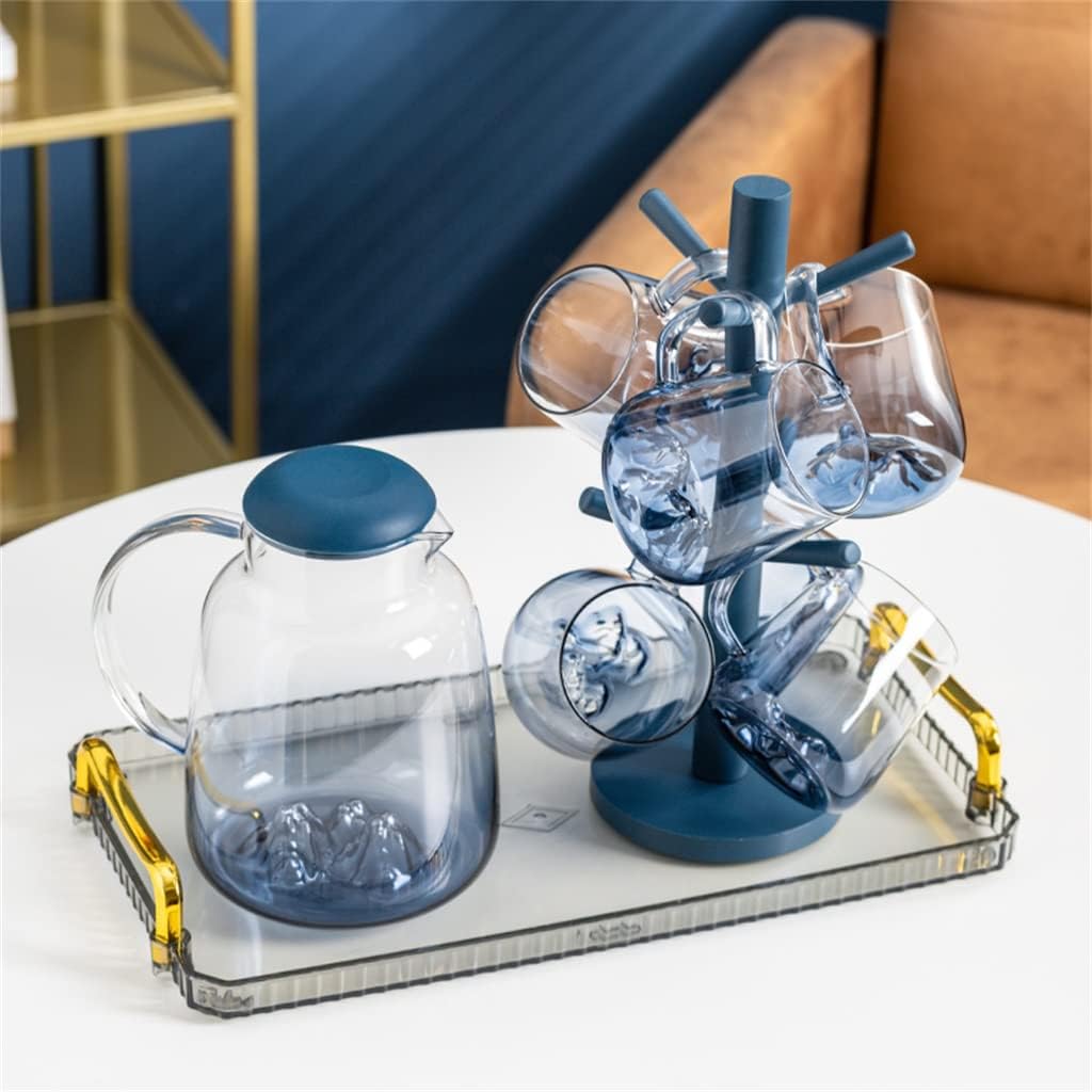 Water Cup Water Set Glass Home Family Modern Drinking Cup Living Room Hospitality Cup Set Kettle (Color : A, Size : 4-Cup Set) (A 6)