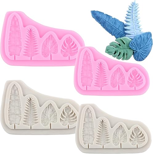 Moldes de silicona de hojas de tortuga hawaiana, hojas de palmera, hojas de plátano, chocolate, hojas tropicales, para decoración de pasteles,