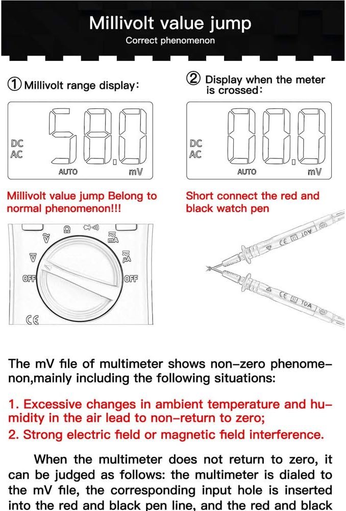 ANENG V01B Digital Multimeter millivolt value jump explanation
