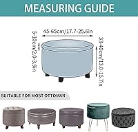 Vista 2 de Funda otomana redonda, fundas elásticas para otomanas, 2 piezas, fundas protectoras para reposapiés a cuadros suaves con parte inferior elástica