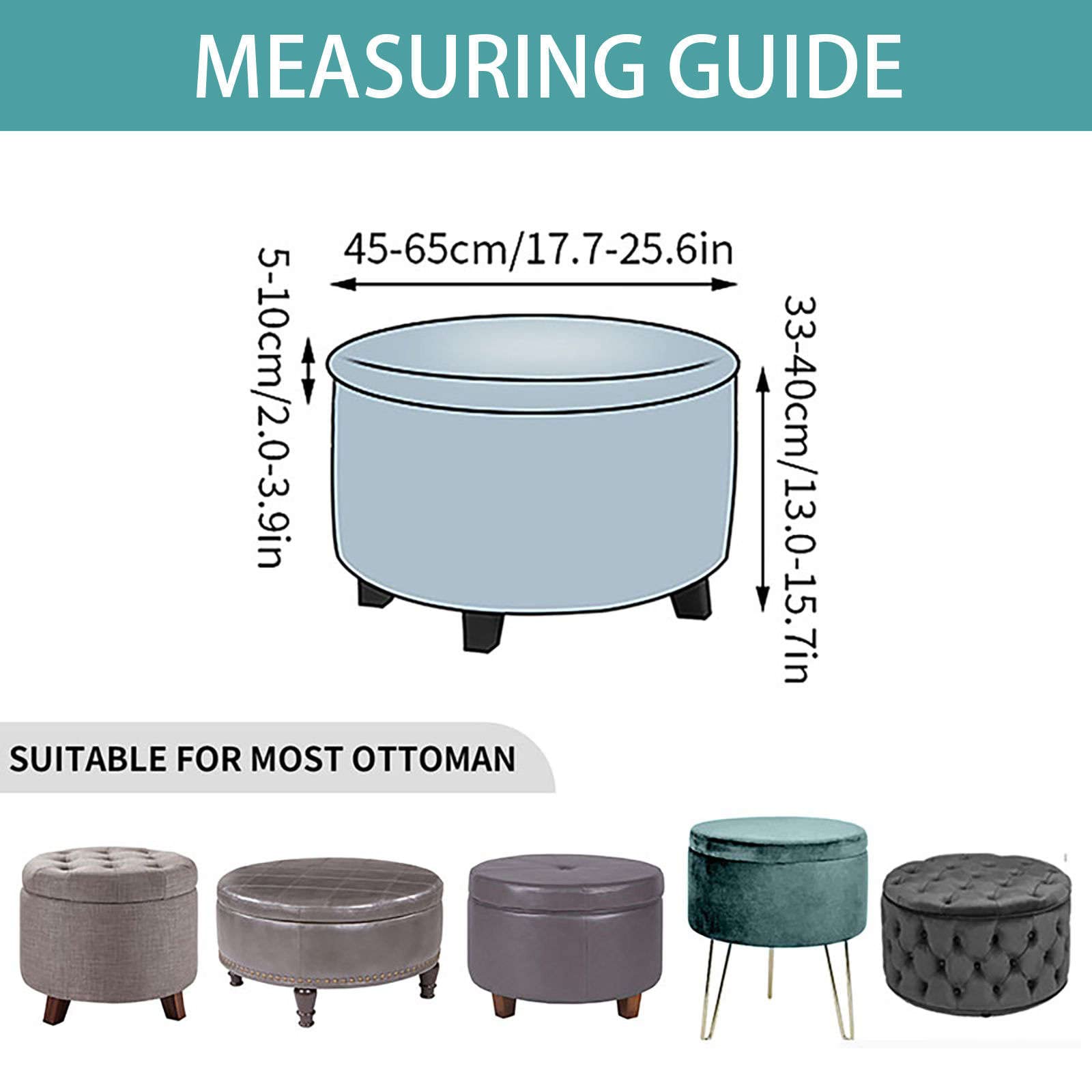 JHLD Round Ottoman Cover, Stretch Ottoman Slipcovers 2 Piece Soft Plaid Footstool Protector Covers with Elastic Bottom Storage Ottoman Slipcover for Dogs Cats-Coffee-Round