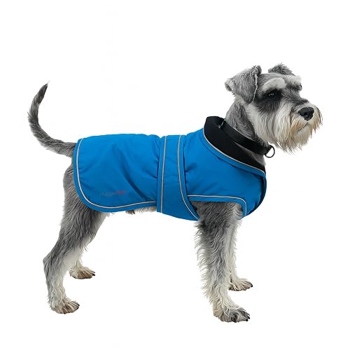 HugglePets Abrigo térmico para perro resistente a la intemperie, extra pequeño de 30 cm, color azul