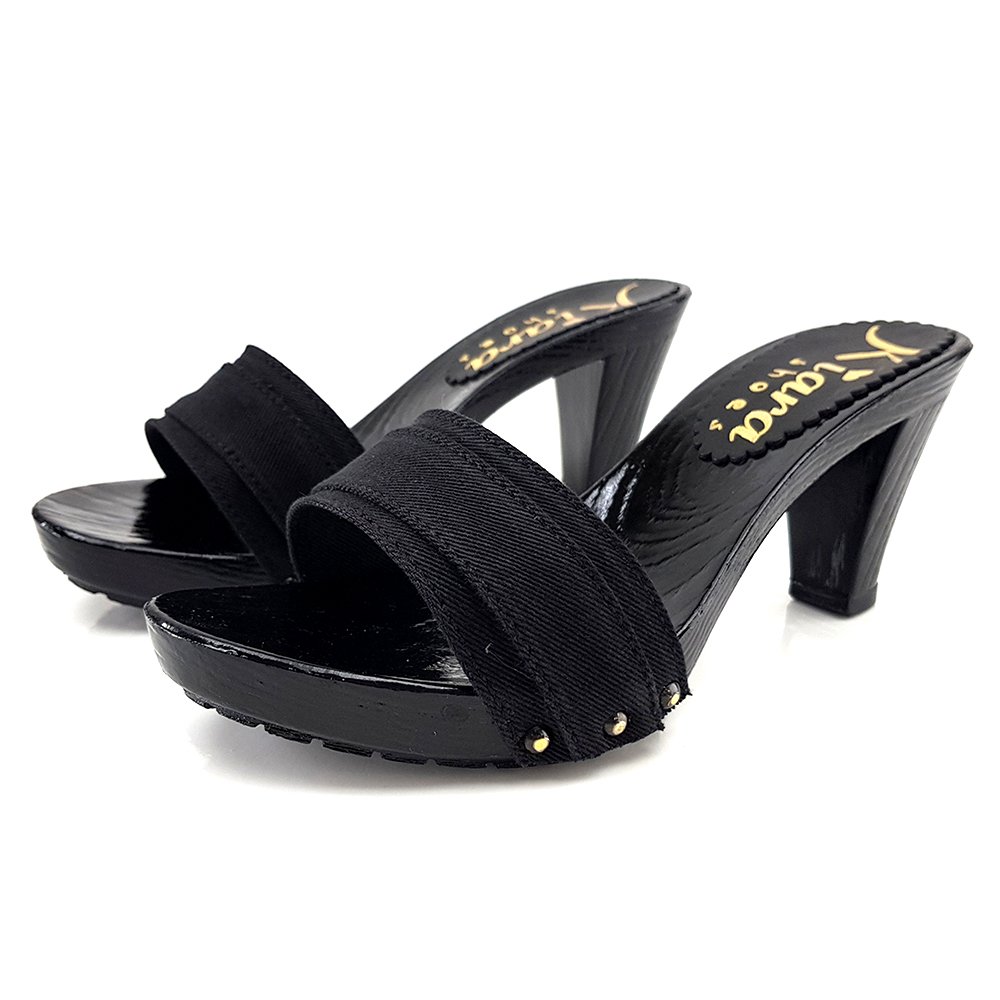 Kiara Shoes Zoccolo Nero con Tacco 8 cm - K5501 Nero