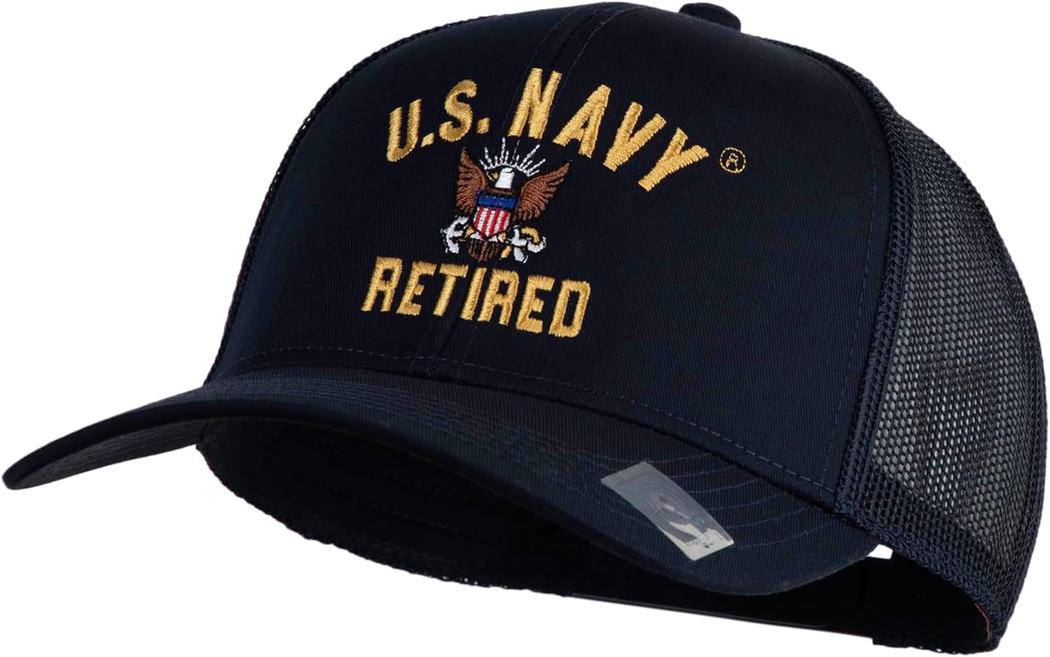 e4Hats.com US Navy Retired Military Embroidered Solid Cotton Twill Mesh Prostyle Cap