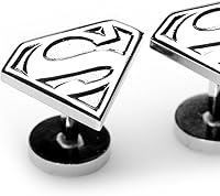 Vista 3 de Gemelos con escudo de Superman plateado