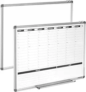 Weekly Dry Erase Board with Double-Sided Weekly Planner and Time Slots, 24 x 18 inches