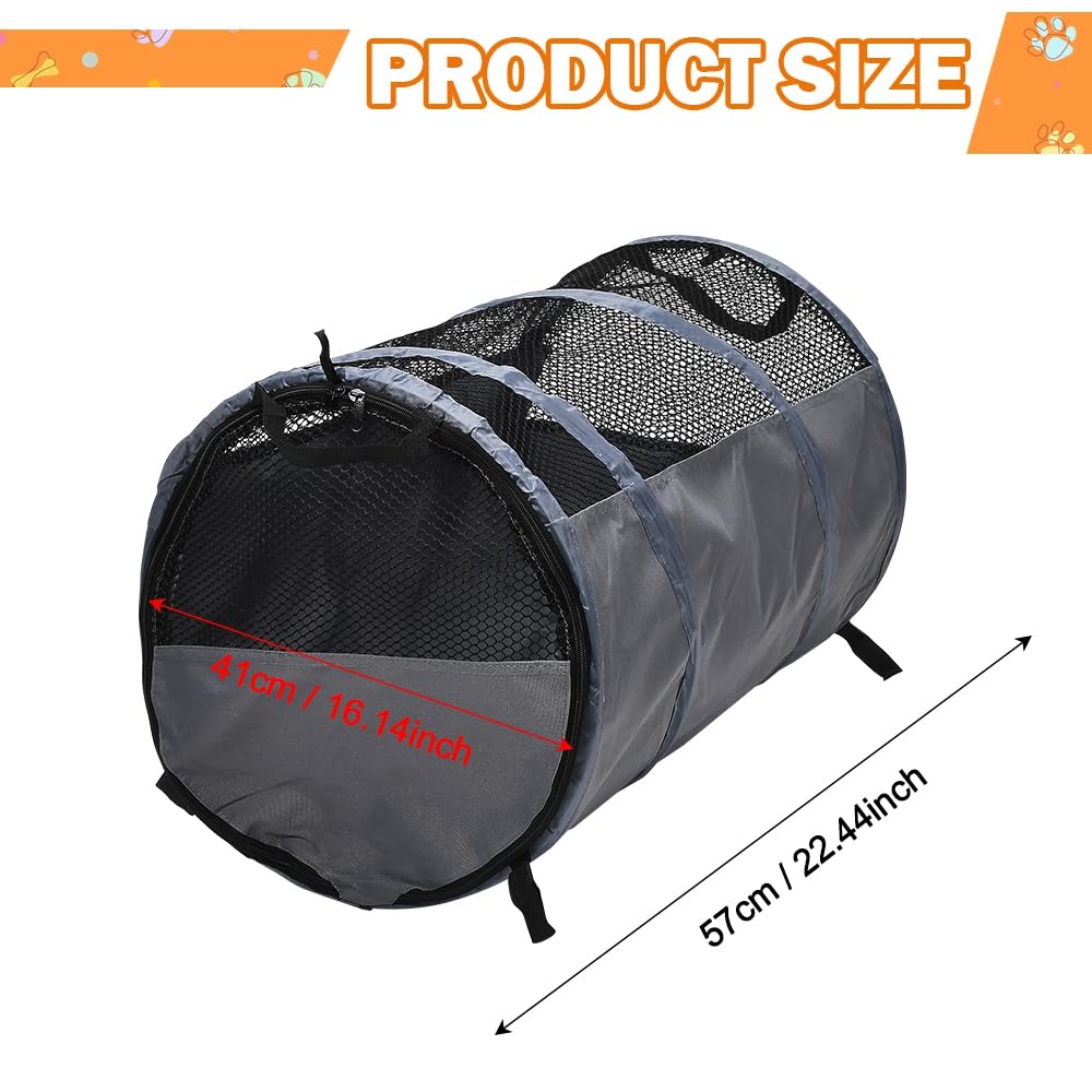 JSCARLIFE Pet Carrier 22.44x16.14 Inches,Cylindrical Carrier for Cats and Dogs with Safety Zippers Portable Soft Pet Carrier for Transport Breathable Puppy Carrier for Medium Dogs or Cats (Gray) - Image 2
