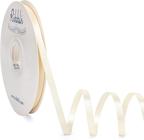 Miniatura 28 de Ribbli - Cinta de satén dorada de doble cara, 1/4 pulgadas x 50 yardas, cinta dorada para ramo de lazos, envoltura de regalos, decoración de boda