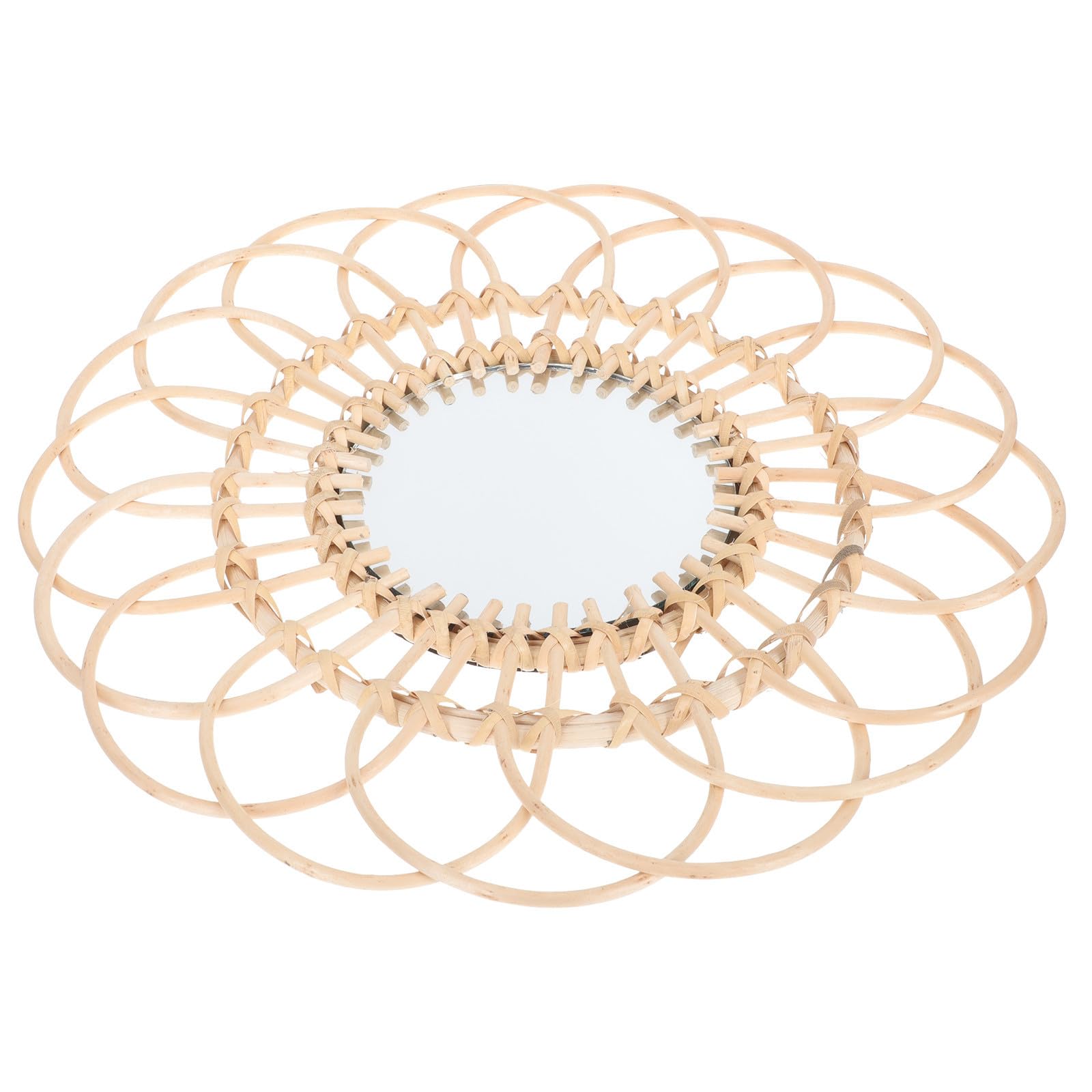 Miroir en rotin tressé kaki pour un maquillage élégant dans le salon