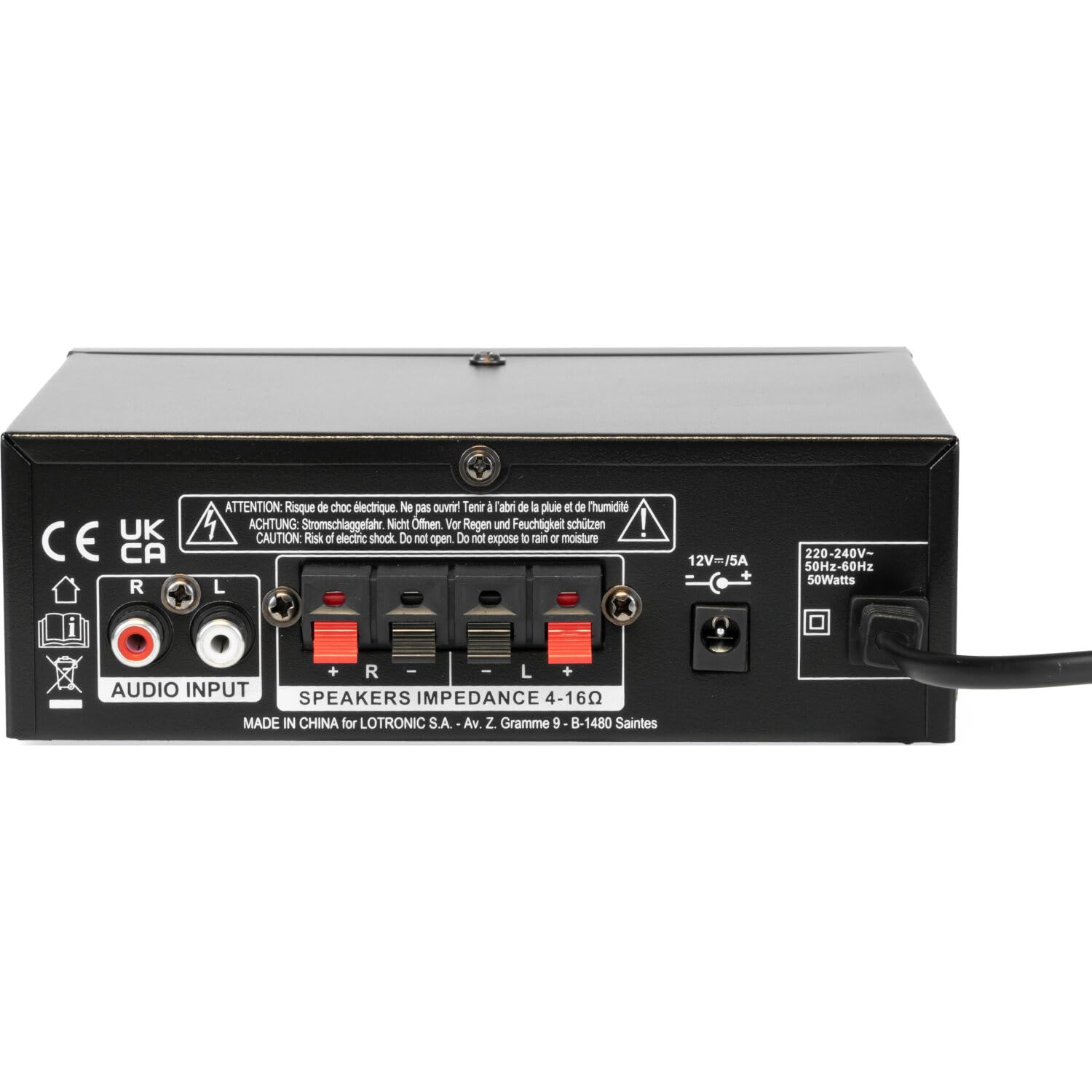 Party Light & Sound - PARTY-KA100 - Kit de karaoke con 1 amplificador (2x50w), 1 micrófono y 2 altavoces (2x50W) - USB, Bluetooth y SD - Negro