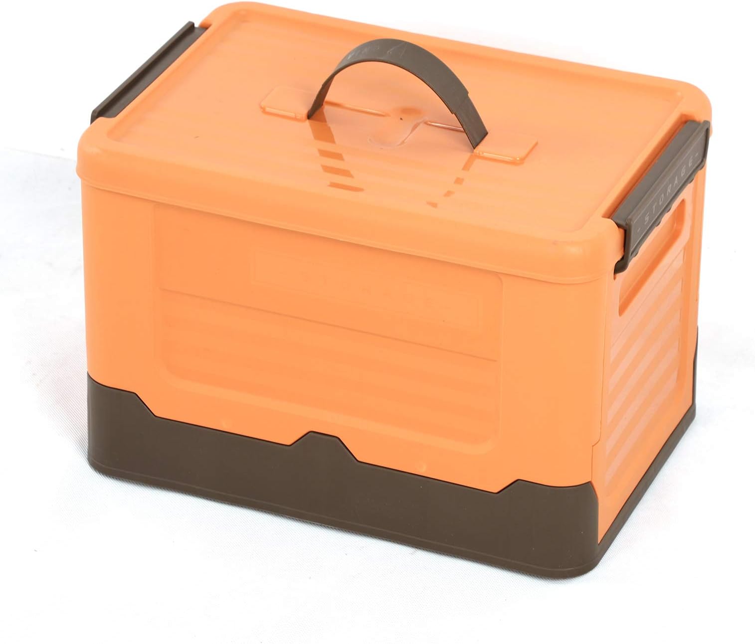 cmjlydh Foldable Storage Box with Lid and Handle (Orange, Large(30 Litre))