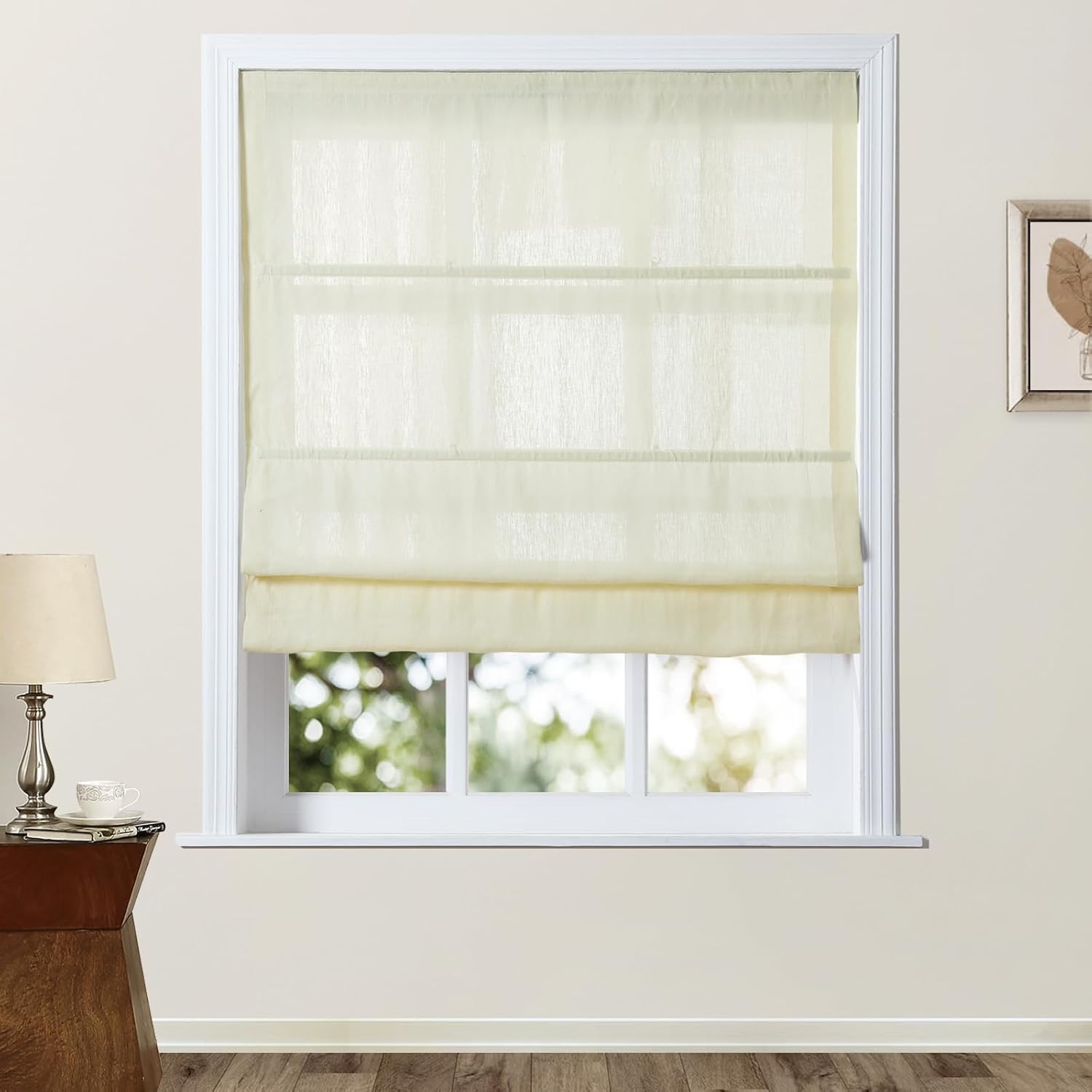 TWOPAGES Patti Belgian Flax Linen Roman Shades Cordless Roman Blinds for Windows, Custom Made Room Darkening Blackout Roman Window Shades, Hardware Included, Shale, 1 Piece