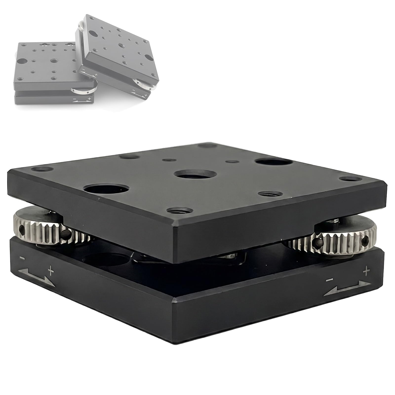 Plataforma de inclinación micrométrica, escenario goniómetro manual, eje XY ajustable con perillas de ajuste fino de ± 2°, base de aleación de aluminio para medición y microscopía