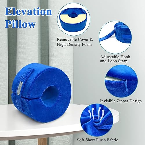 Miniatura 5 de Zelen Protector de talón para úlceras por presión, almohada de elevación de pie, protector de tobillo, protector de talón de cuña, cojín para