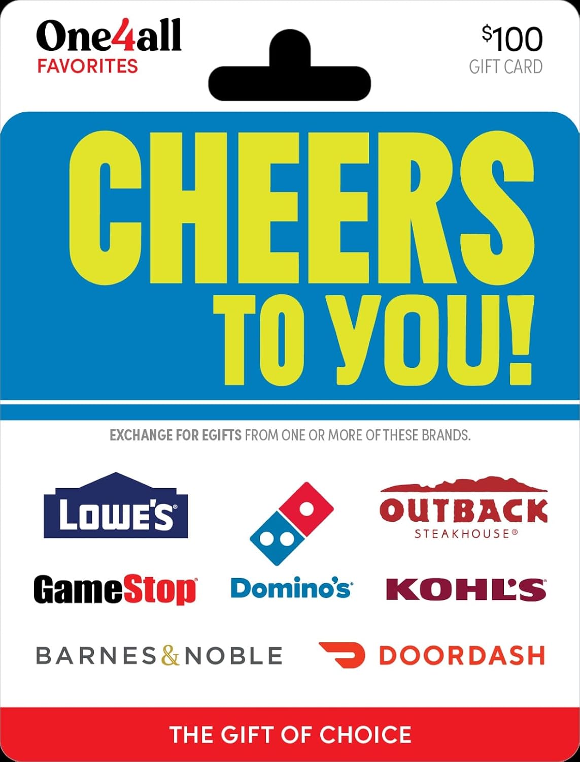 One4all Cheers to You Physical Gift Card - $100