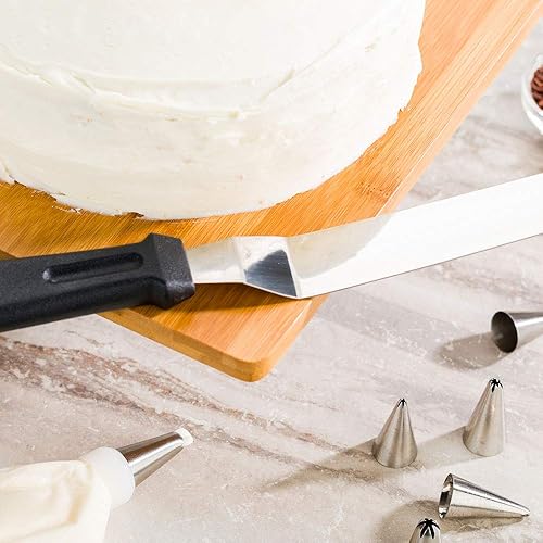 Miniatura 6 de Restaurantware Met Lux 14.8 x 1.3 Inch Offset Spatula 1 Angled Icing Spatula - Plastic Handle Large Black Stainless Steel Cupcake Icing Knife For