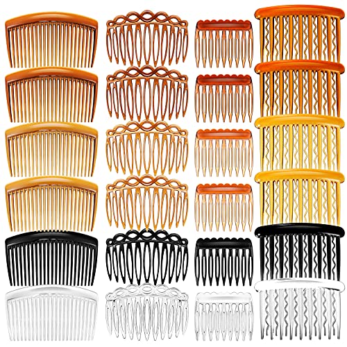 24 Pieces French Hair Side Combs Set Plastic Twist Comb Hair Clip Combs Accessories for Girls Women (9/11/17/23 Teeth Side)