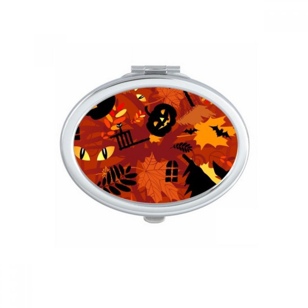 Miroir de poche compact ovale Halloween pour résoudre les retouches rapides de maquillage