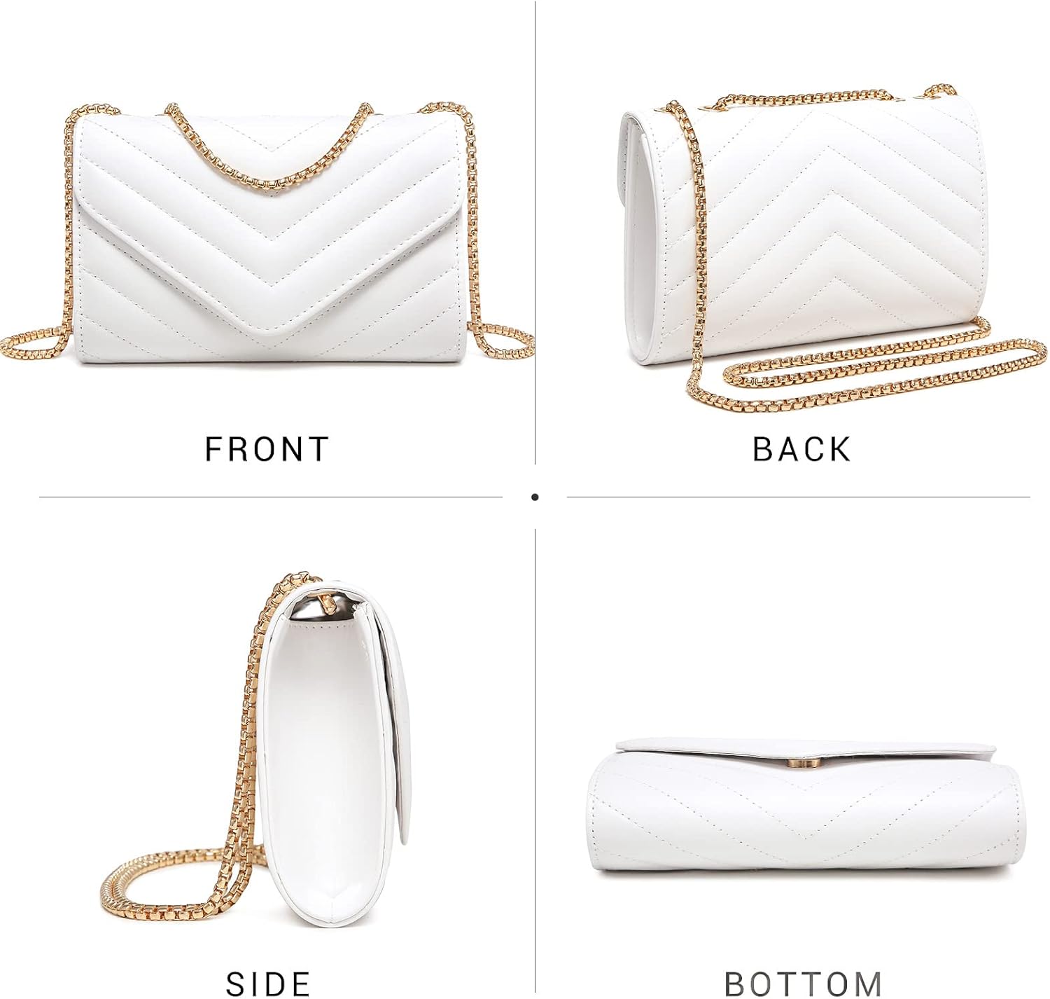 Dasein Women Small Quilted Crossbody Bags Stylish Designer Evening Bag Clutch Purses and Handbags with Chain Shoulder Strap