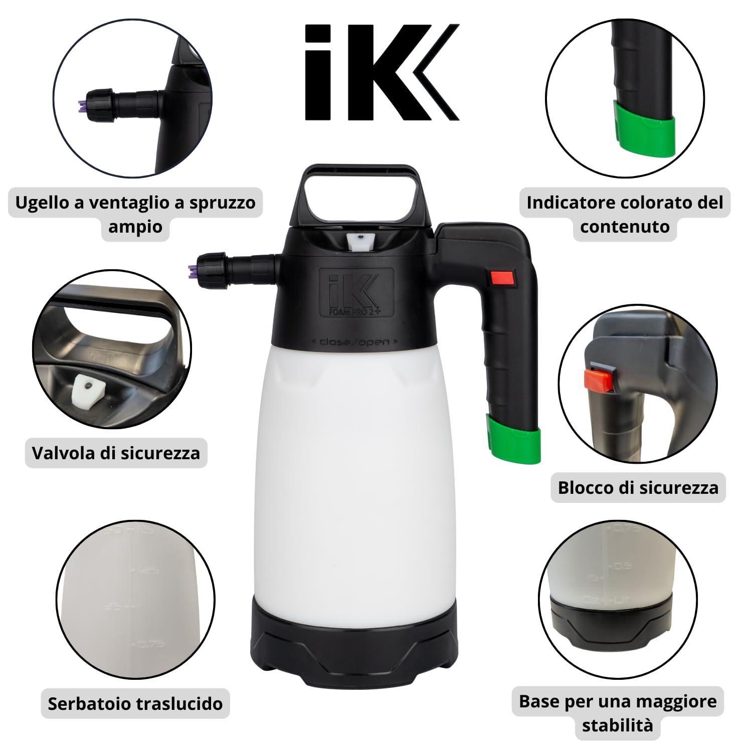 IK Spruzzatore Professionale per Schiuma con Connettore ad Aria Compressa - 1,5L - Maggiore Pressione - Progettato per Agenti Schiumogeni - Pulizia e Manutenzione - Prodotto in UE - IK Foam Pro 2+