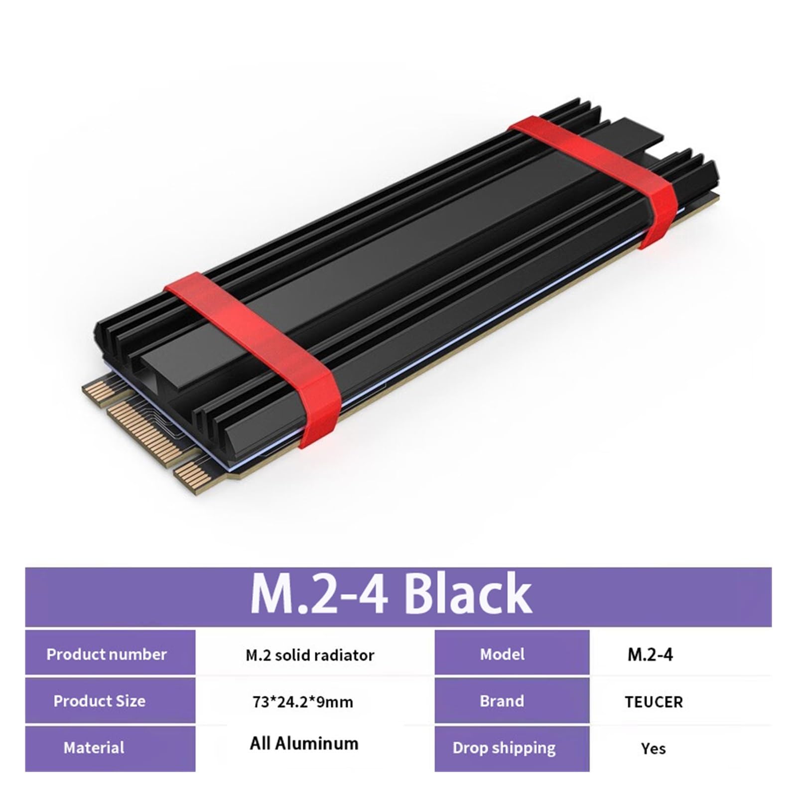 1 Pcs M2-4 SSD Kühler NVME 2280 Solid State Drive Kühlkörper Cooling Pad for Desktop-Computer M.2 NVME kühler(Color:Black)