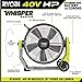 RYOBI 40V HP Brushless Cordless Hybrid WHISPER SERIES 20 in. Air Cannon Fan (Tool Only)
